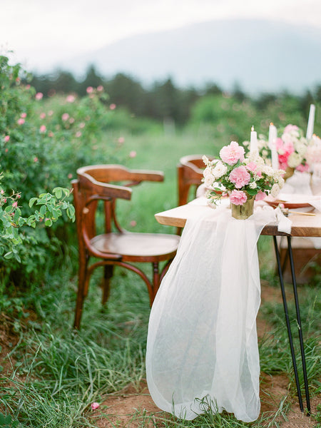 White Silk Gauze Runner
