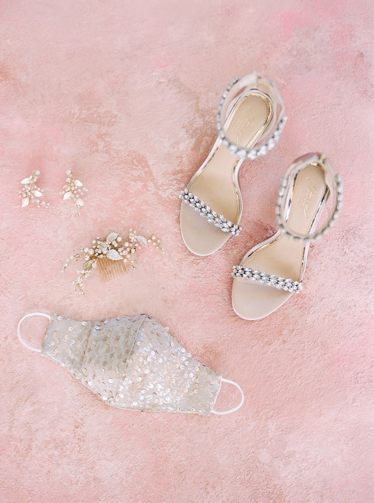 Ivory Sequin Facemask | Bridal Facemask