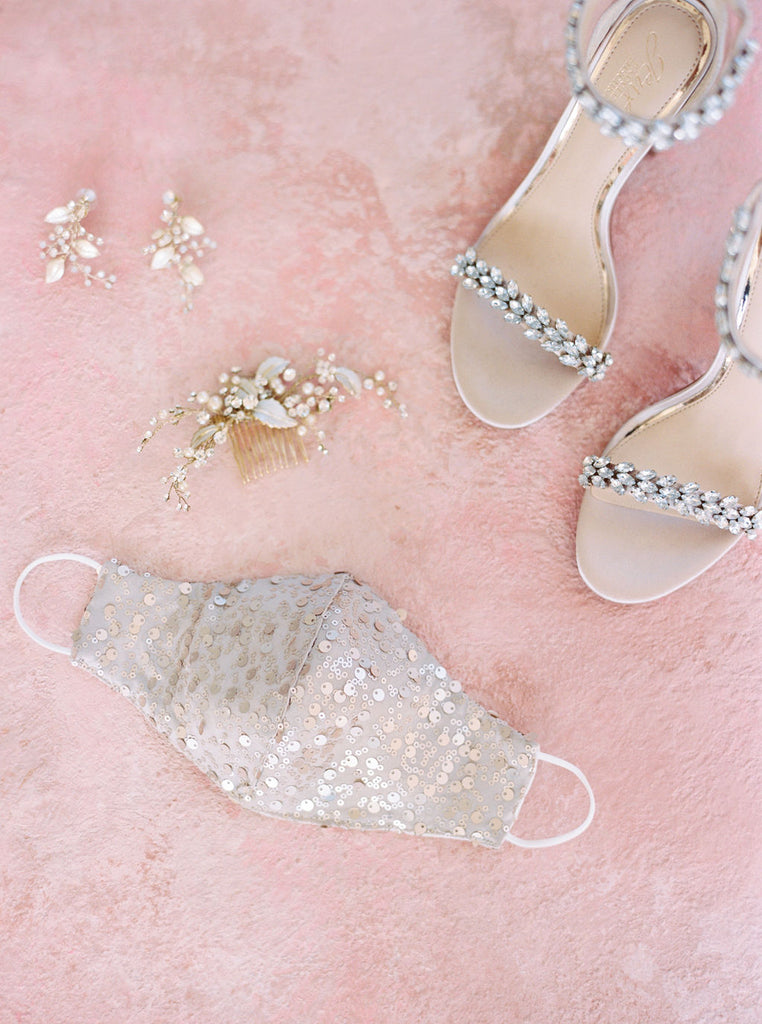 Ivory Sequin Facemask | Bridal Facemask