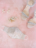 Ivory Sequin Facemask | Bridal Facemask