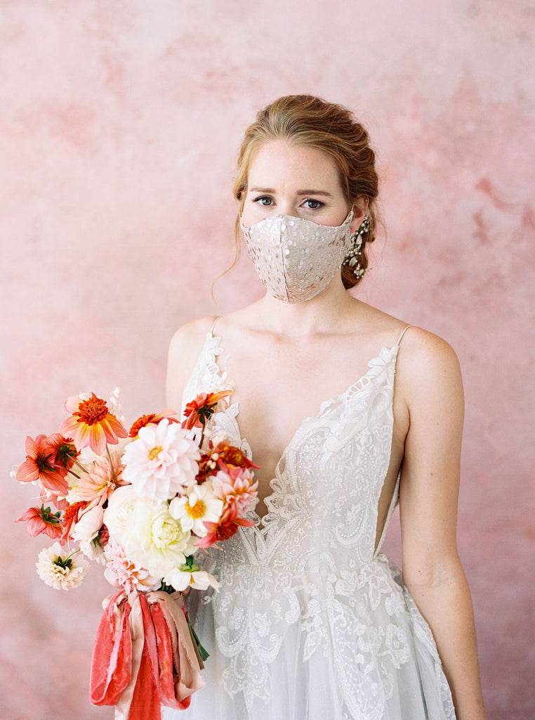 Ivory Sequin Facemask | Bridal Facemask
