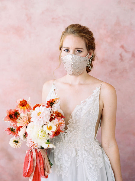 Ivory Sequin Facemask | Bridal Facemask