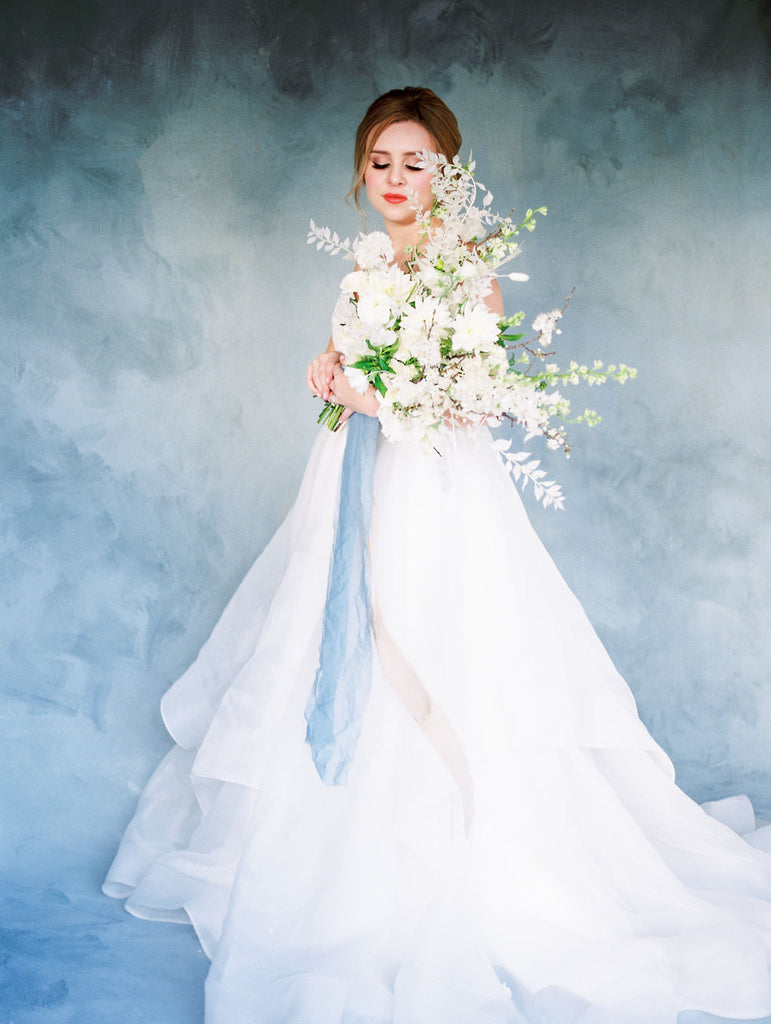 Steel Blue Chiffon Silk Ribbon