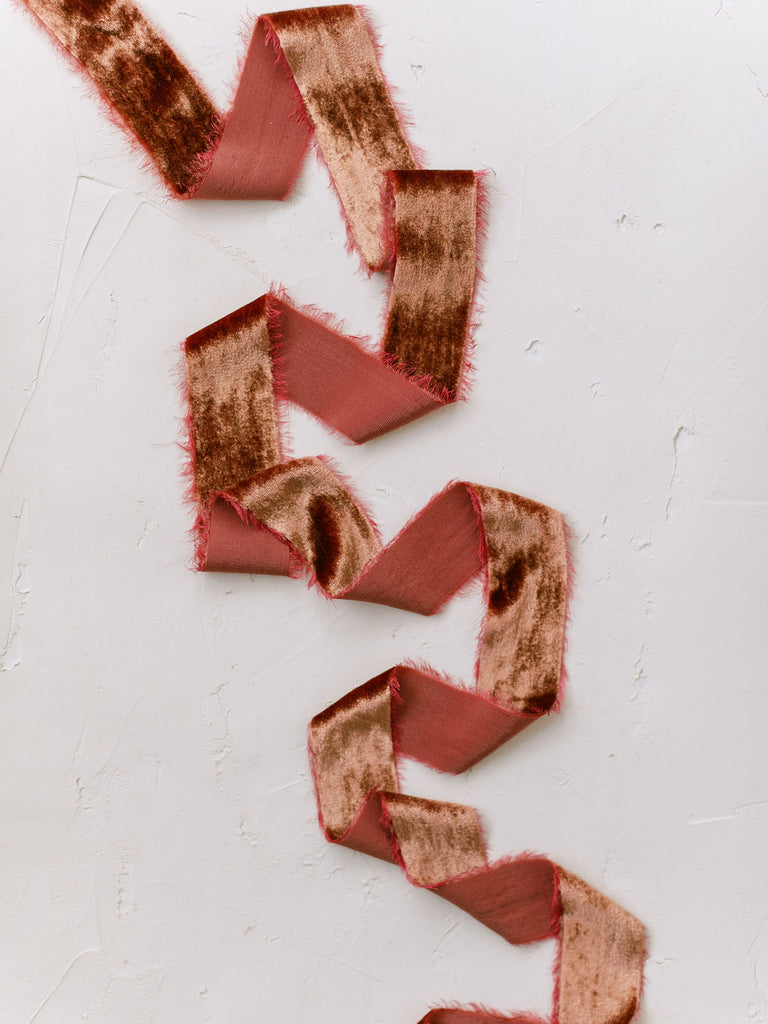 Terracotta Silk Velvet Ribbon | Silk Velvet Ribbon