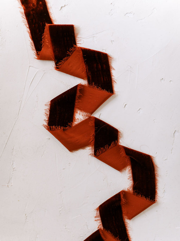 Deep Ruby Red Silk Velvet Ribbon | Silk Velvet Ribbon