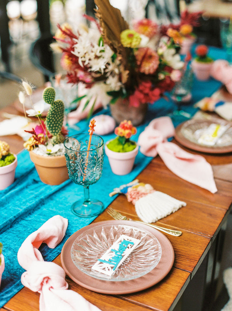 Turquoise Table Runner | Velvet Runner | Velvet Tablecloth