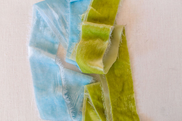 Sky Blue Silk Velvet Ribbon | Olive Green Silk Velvet Ribbon | Silk Velvet Ribbon