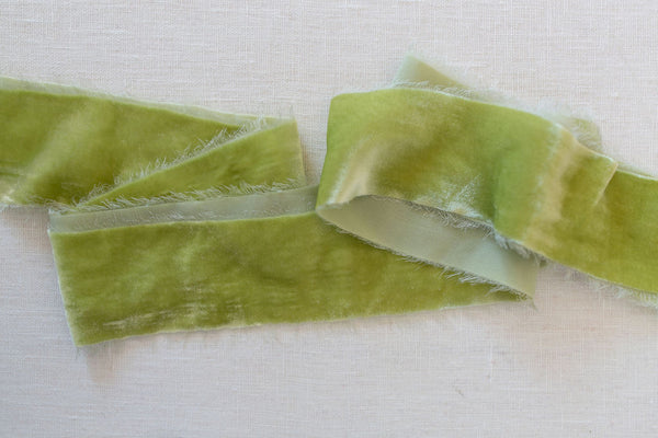 Sky Blue Silk Velvet Ribbon | Olive Green Silk Velvet Ribbon | Silk Velvet Ribbon