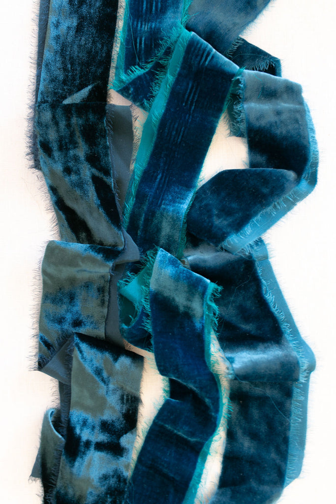 Dark Teal Silk Velvet Ribbon | Silk Velvet Ribbon