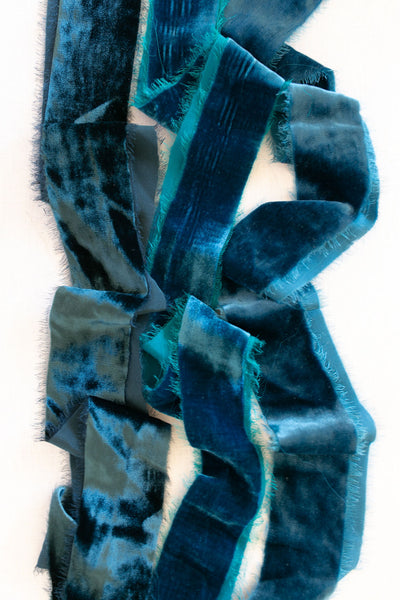 Dark Teal Silk Velvet Ribbon | Silk Velvet Ribbon