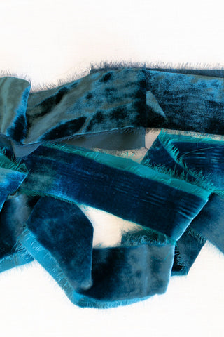 Dark Teal Silk Velvet Ribbon | Silk Velvet Ribbon