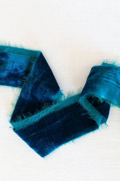 Dark Teal Silk Velvet Ribbon | Silk Velvet Ribbon