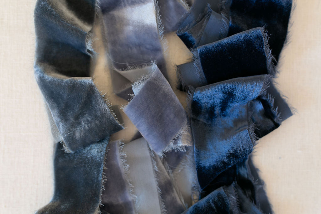 Grey Silk Velvet Ribbon | Charcoal Silk Velvet Ribbon | Black Silk Velvet Ribbon