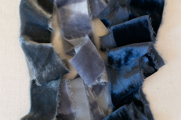 Grey Silk Velvet Ribbon | Charcoal Silk Velvet Ribbon | Black Silk Velvet Ribbon