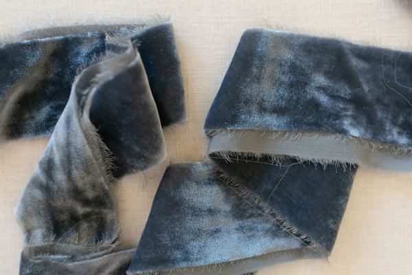 Grey Silk Velvet Ribbon | Charcoal Silk Velvet Ribbon | Black Silk Velvet Ribbon