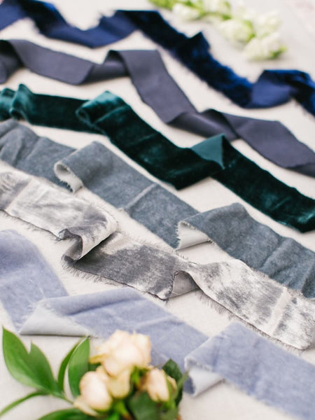 Silk Velvet Ribbon | Something Blue Collection | Blue Velvet Ribbon - Partycrushstudio