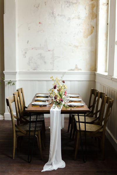 Ivory silk table runner