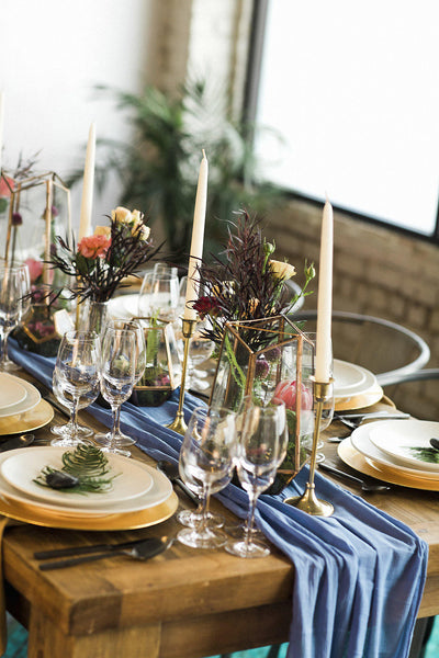 gauze table runner | Rustic table runner | blue table runner | flowing table linen | silk chiffon table runner | wedding | gauze - Partycrushstudio