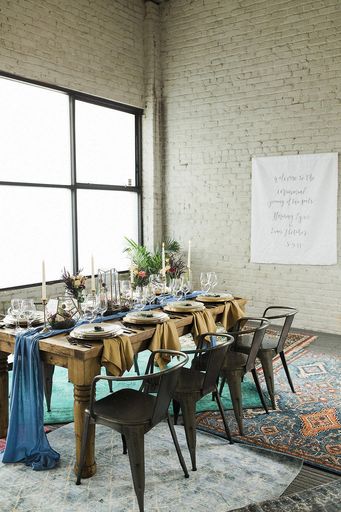 gauze table runner | Rustic table runner | blue table runner | flowing table linen | silk chiffon table runner | wedding | gauze - Partycrushstudio