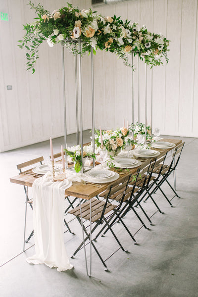 Ivory Gauze Table Runner | Ivory table runner | gauze table runner | wedding table linens | wedding tablecloths | silk table runner - Partycrushstudio