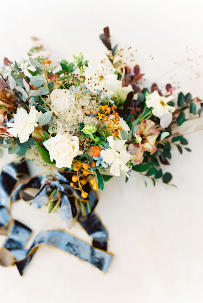 Charcoal Silk Velvet Ribbon | two tone gold