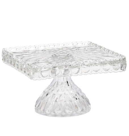 CRYSTAL GLASS SQUARE CAKE STAND - Partycrushstudio