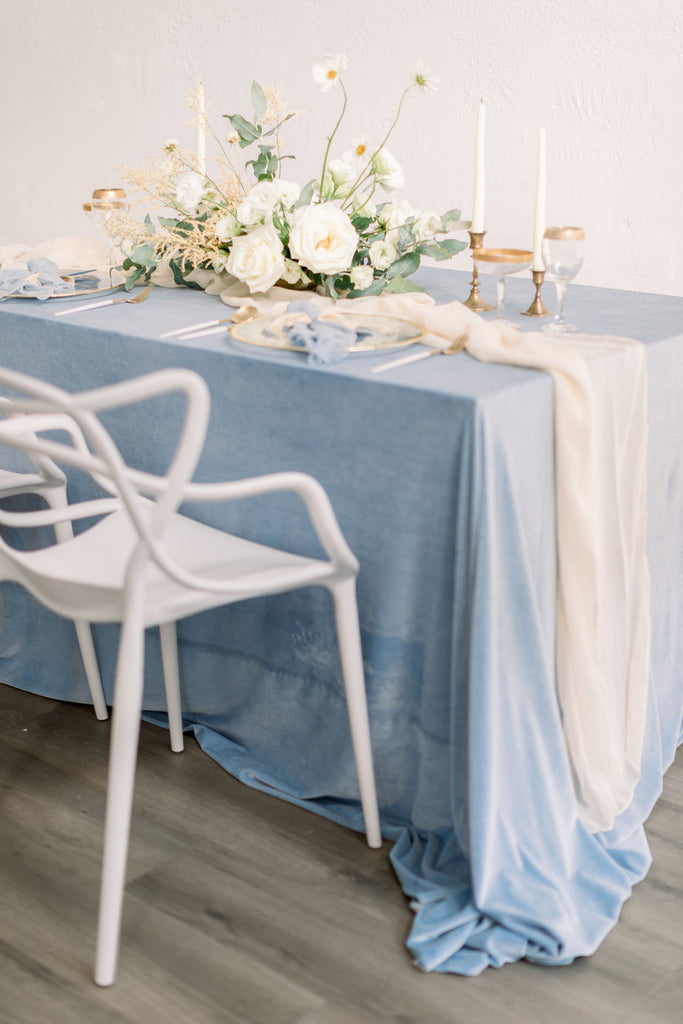 Powder Blue Velvet Table Linen