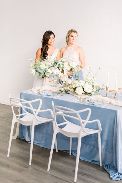 Powder Blue Velvet Table Linen