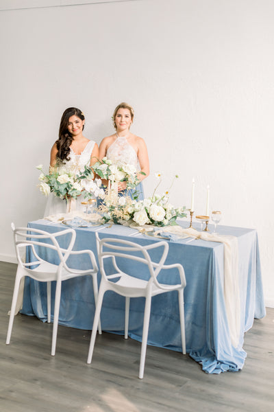 Powder Blue Velvet Table Linen