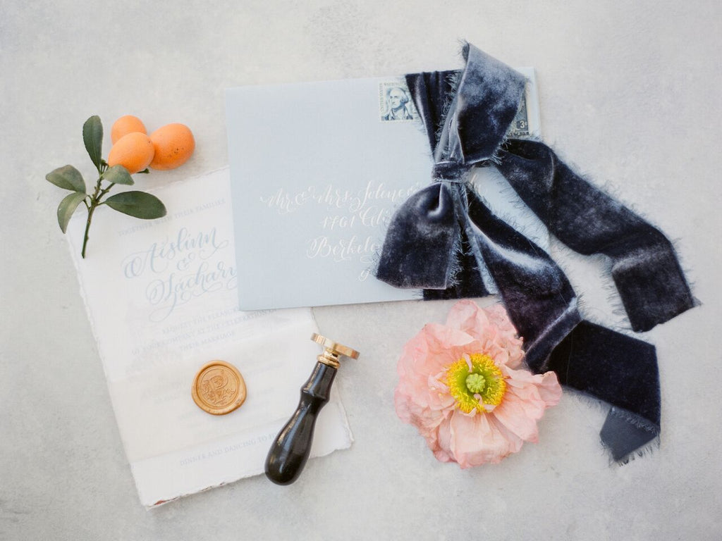 Midnight Blue Silk Velvet Ribbon - Partycrushstudio