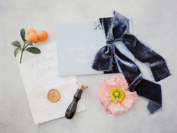 Midnight Blue Silk Velvet Ribbon - Partycrushstudio