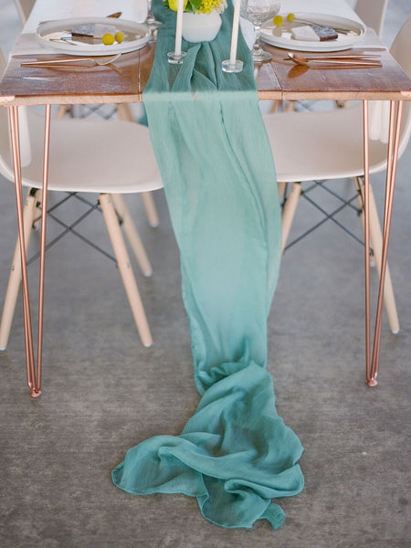 Seafoam Silk Crinkle Table Runner
