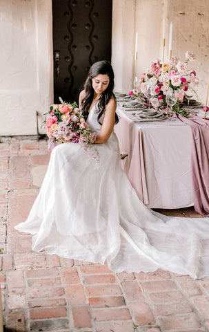 Mauve Crinkle Silk Table Runner
