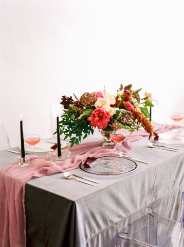 Silk Runner | Silk Table Runner | Mauve Crinkle Silk Table Runner
