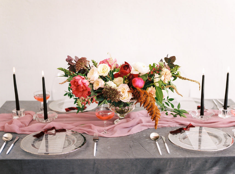 Silk Runner | Silk Table Runner | Mauve Crinkle Silk Table Runner