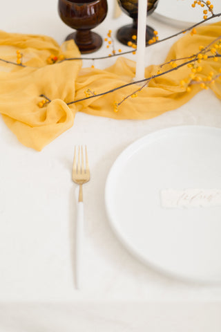 Saffron Yellow Silk Table Runner | Silk Table Runner | Silk Runner