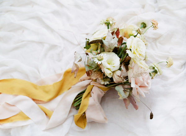 Saffron Yellow Silk Ribbon | Beige Silk Ribbon | Silk Ribbon