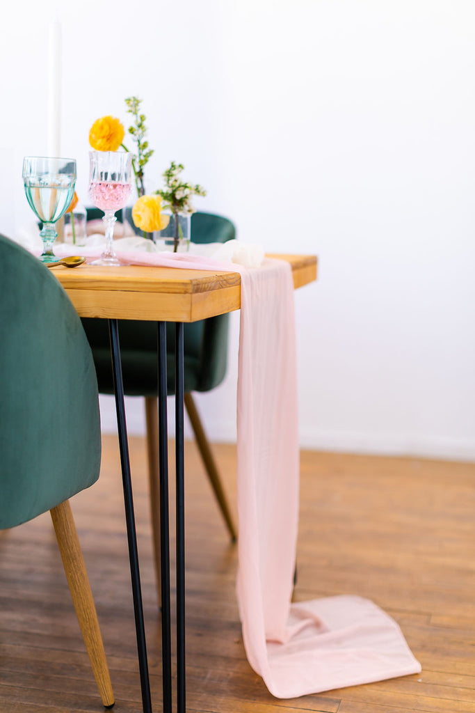 Peony Pink Silk Chiffon Table Runner | Silk Chiffon Table Runner