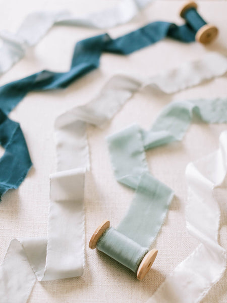 Pale Blue Silk Ribbon | Indigo Blue Silk Ribbon | Gray Silk Ribbon | Sky Blue Silk Ribbon | White Silk Ribbon | Silk Ribbon