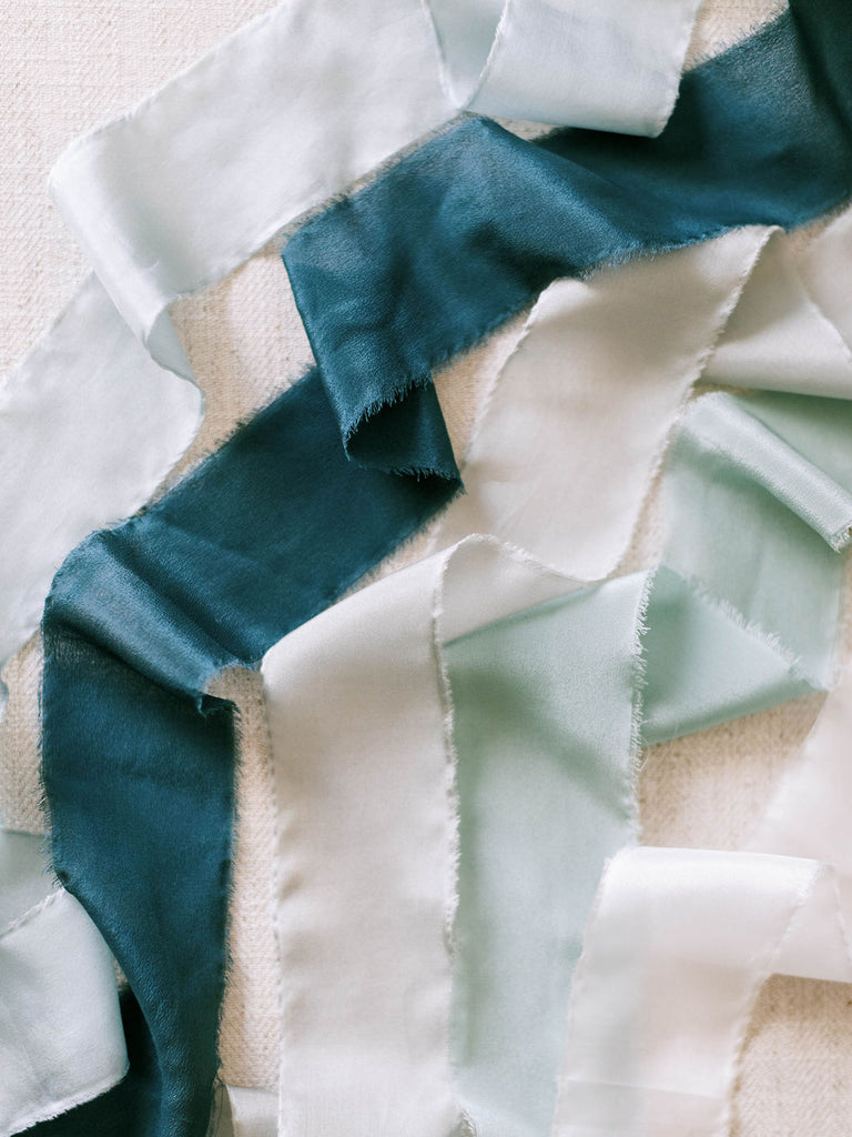 Pale Blue Silk Ribbon | Indigo Blue Silk Ribbon | Gray Silk Ribbon | Sky Blue Silk Ribbon | White Silk Ribbon | Silk Ribbon
