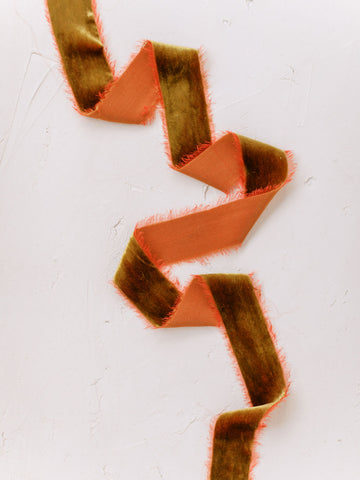 Rust Orange Silk Velvet Ribbon | Silk Velvet Ribbon