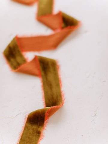 Rust Orange Silk Velvet Ribbon | Silk Velvet Ribbon