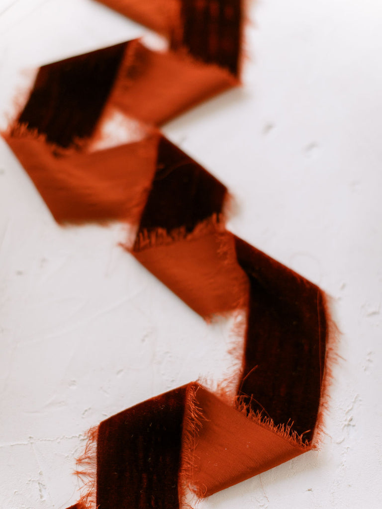 Deep Ruby Red Silk Velvet Ribbon | Silk Velvet Ribbon