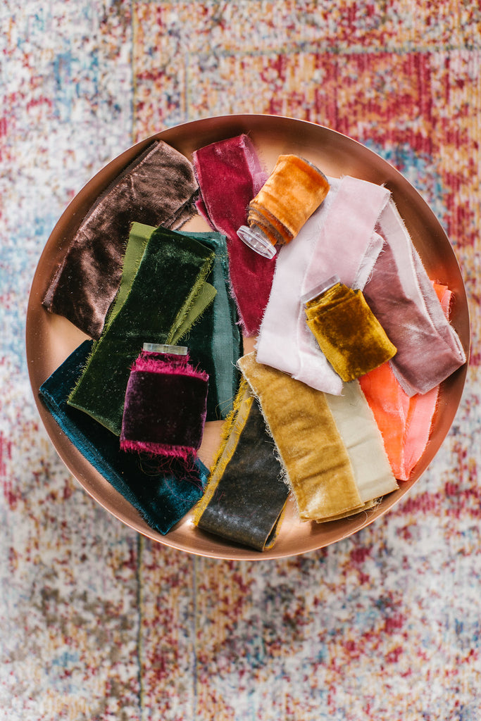 Hand Dyed Silk Velvet Ribbon - Partycrushstudio