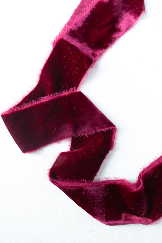 4” Ruby Red Burgundy Lush Velvet Ribbon