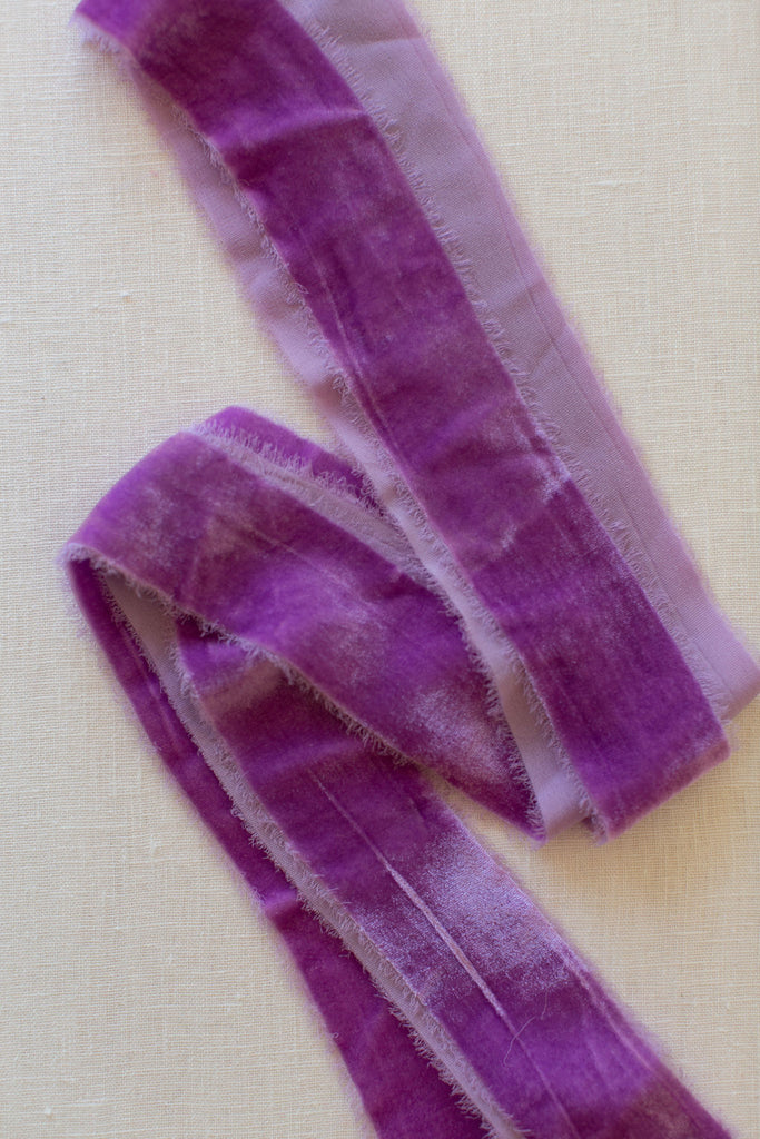 Lilac Purple Silk Velvet Ribbon | Pomegranate Silk Velvet Ribbon | Coral Silk Velvet Ribbon | Silk Velvet Ribbon