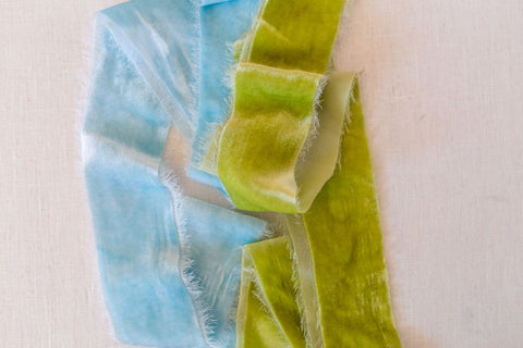 Sky Blue Silk Velvet Ribbon | Olive Green Silk Velvet Ribbon | Silk Velvet Ribbon