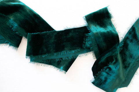 Emerald Silk Velvet Ribbon | Silk Velvet Ribbon