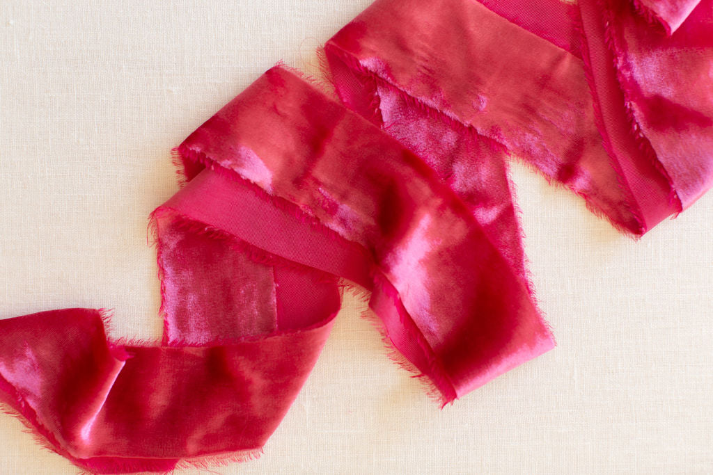 Lilac Purple Silk Velvet Ribbon | Pomegranate Silk Velvet Ribbon | Coral Silk Velvet Ribbon | Silk Velvet Ribbon