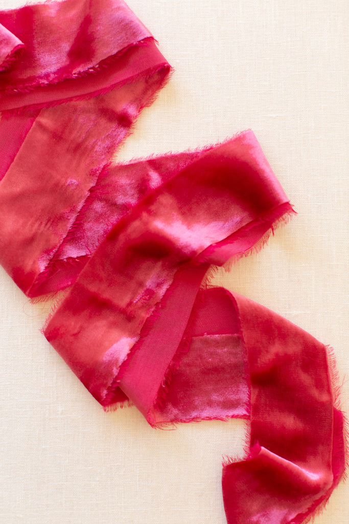 Coral Silk Velvet Ribbon | Pink Silk Velvet Ribbon | Amethyst Silk Velvet Ribbon | Silk Velvet Ribbon